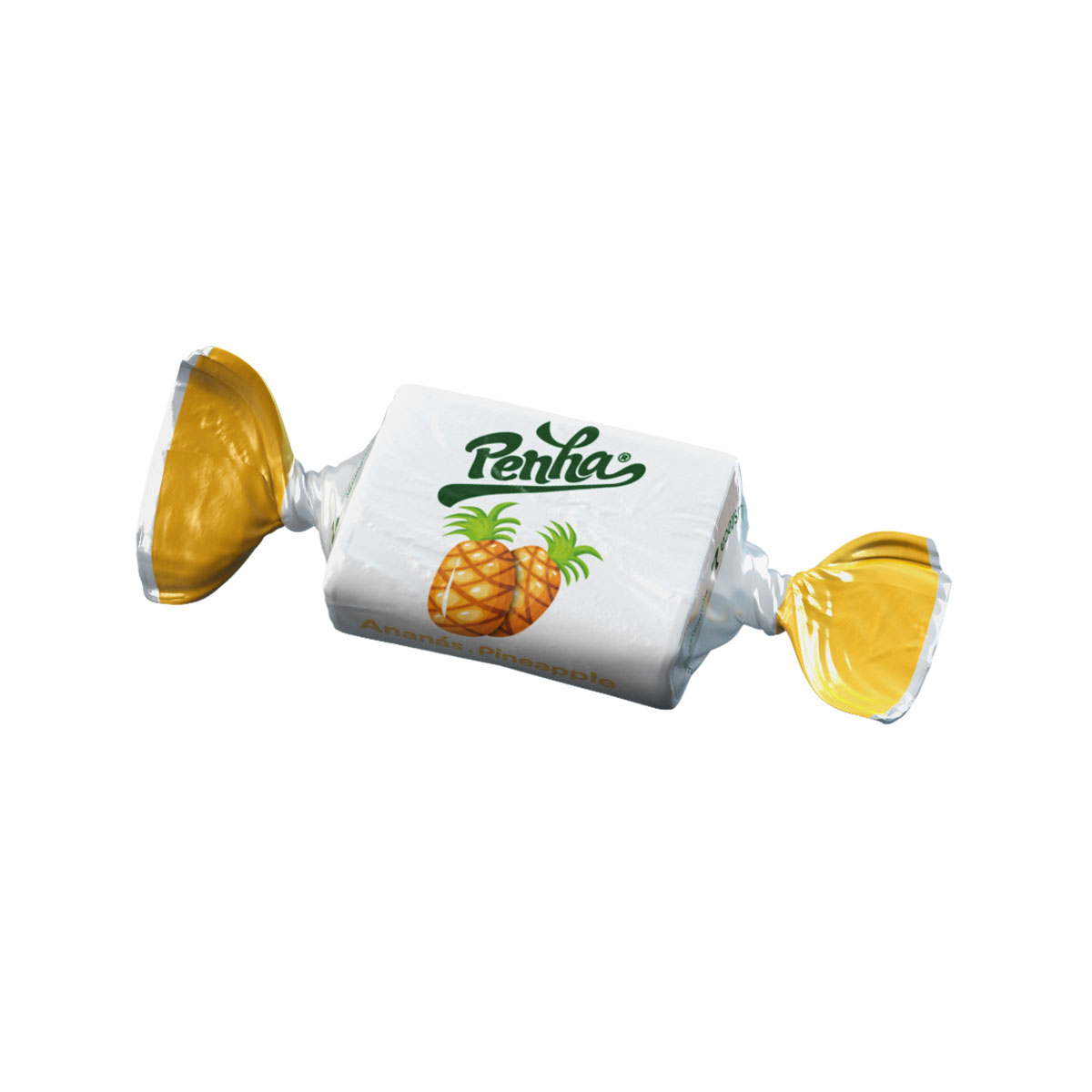 Penha Caramelos Fruta, sabor de Ananás Imagem do rebuçado Penha Caramelos Fruta com sabor de ananás