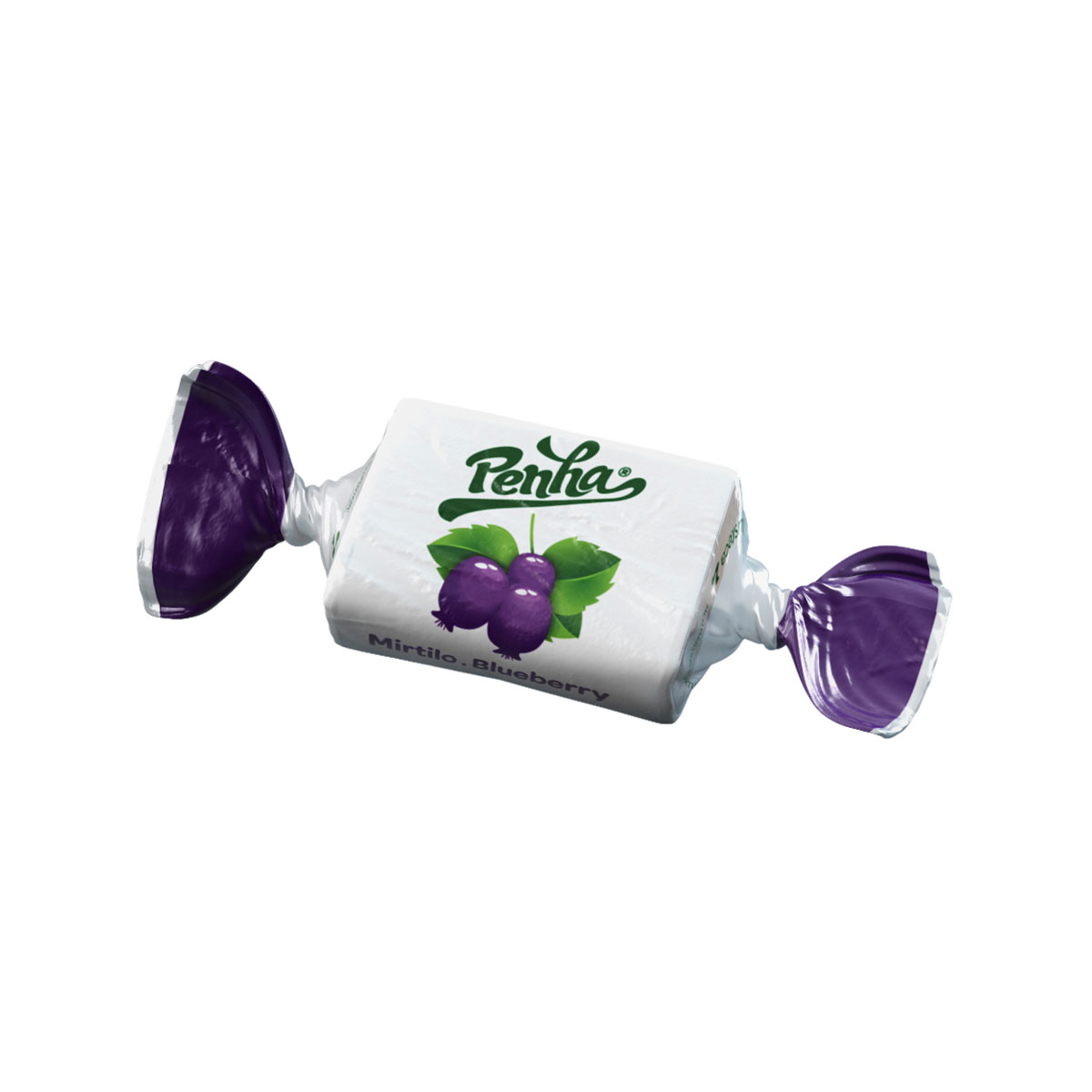 Penha Caramelos Fruta, sabor de Mirtilo Imagem do rebuçado Penha Caramelos Fruta com sabor de mirtilo