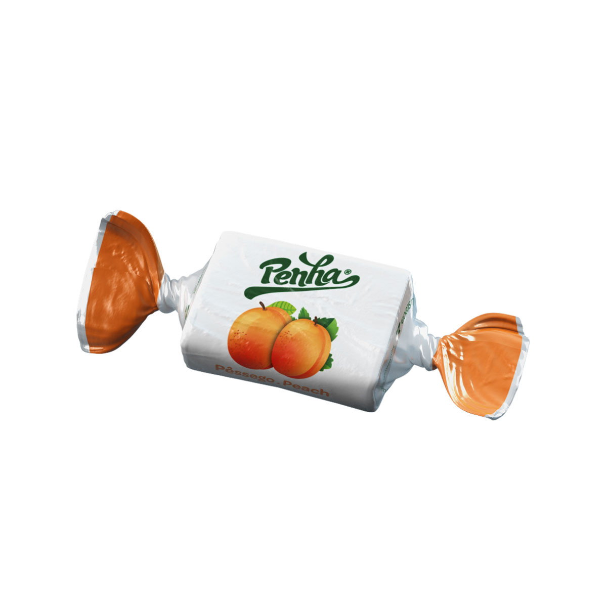 Penha Caramelos Fruta, sabor de Pêssego Imagem do rebuçado Penha Caramelos Fruta com sabor de pêssego
